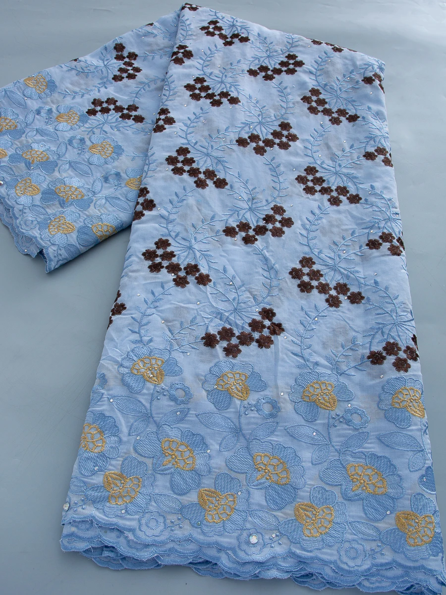 Cotton Swiss Voile Lace In Switzerland African Nigerian Lace Embroidery Fabrics Stones Elegant For Women Dress Sew,5yards 4803