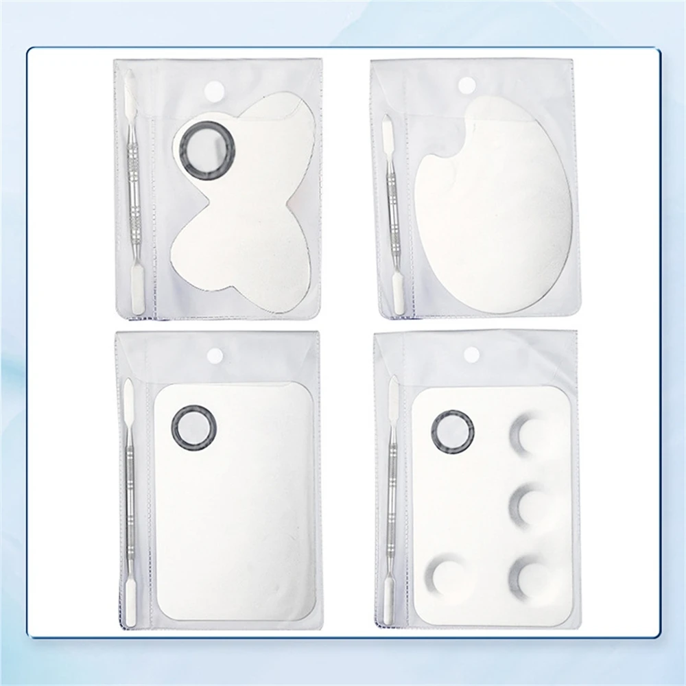 1set Stainless Steel Paint Palettes Watercolor Palette Painting Tray Diy Make Up Liquid Foundation Mixing Reusable Beauty Tools