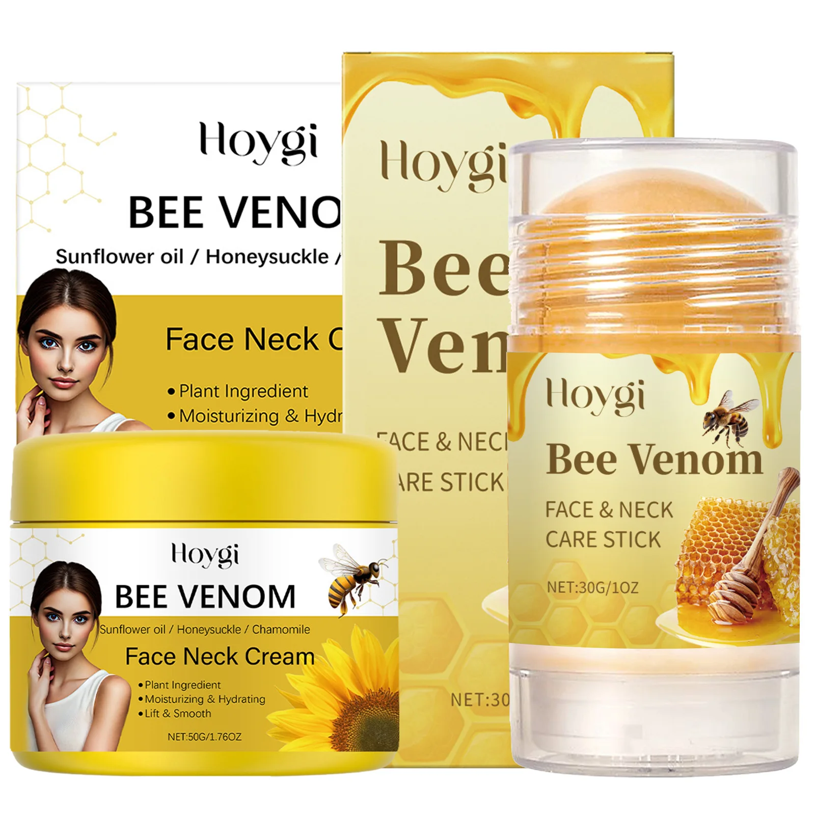 Bee Venom Total Firming Set voor gezicht en nek, gevoelige huid, hydraterend en hydraterend