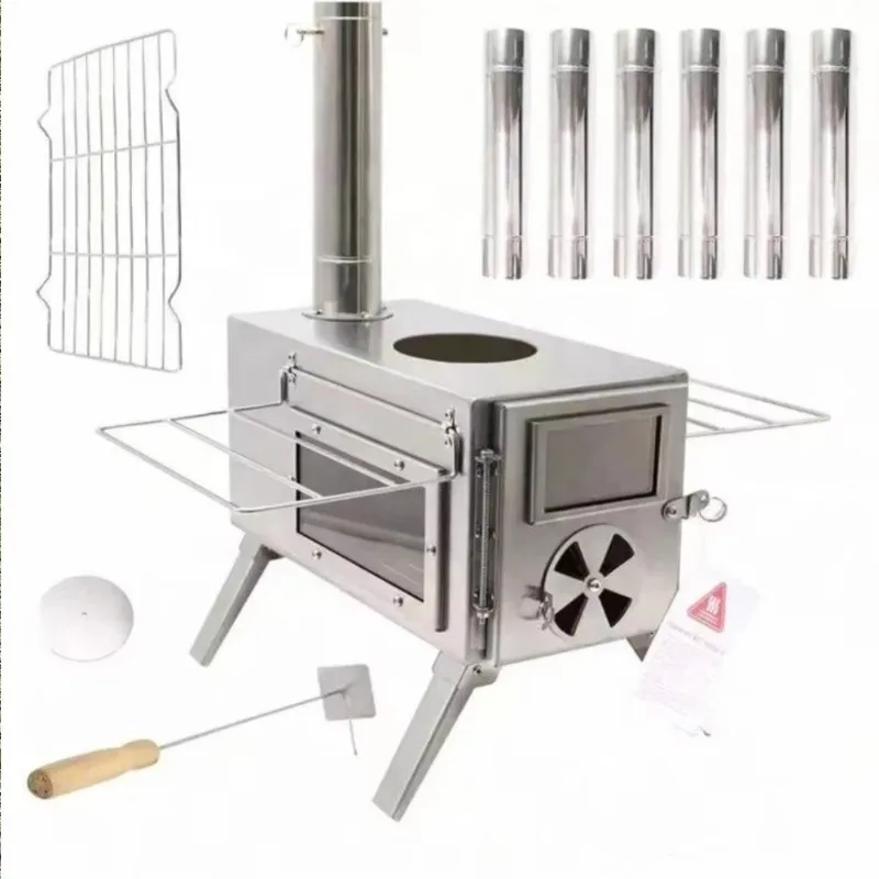 

【Best-selling】Portable Foldable Windproof Wood Burning Grey Stainless Steel Tent Camping Stove