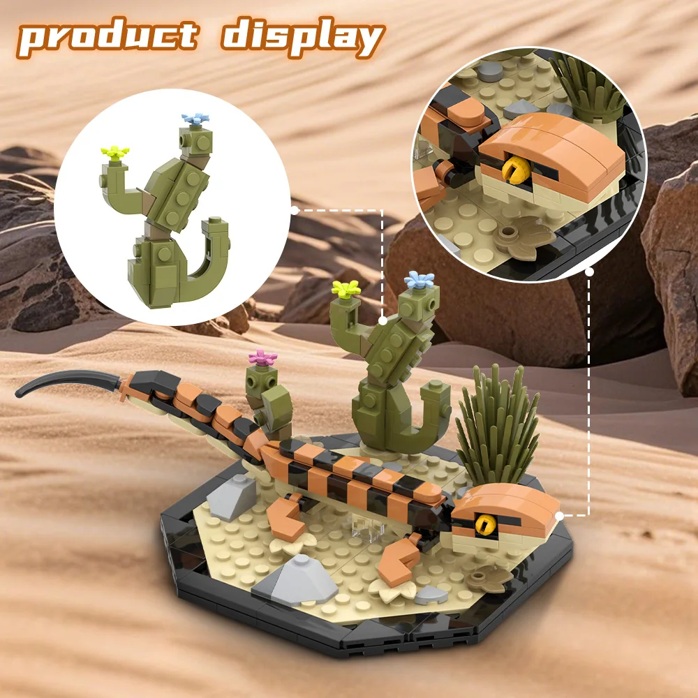 Moc Leopard Gecko Building Blocks - Realistic Reptile Model Kit Desert Lizard Bricks Set Kids & Adult Toys Gifts Terrarium Decor