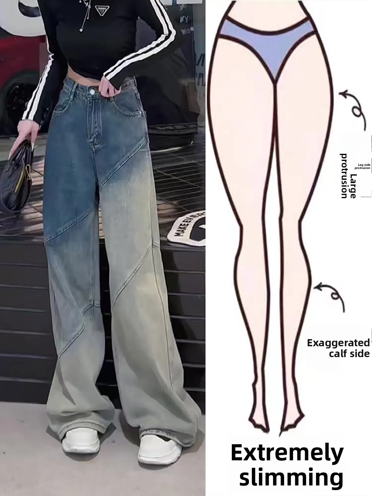 

Loose Wide Leg Jeans Women's New 2024 American High-End Feel aduated Waed Denim Summer Spicy Long Pants High Waist Cotton...