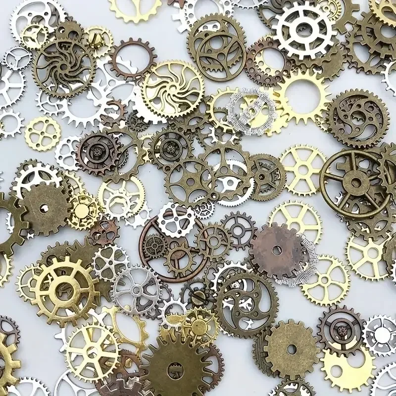 About 50g Random Mix Color Mix Size Metal Mechanical Steampunk Cogs Gears Charms Pendant For DIY Jewelry Making Accessories image 3