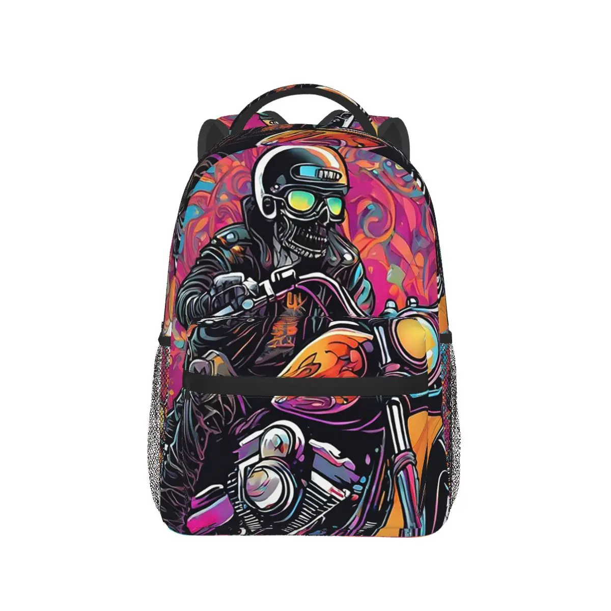 

Cartoon Motorcycle Punk Style Backpack Hot Sale Daypack Large Capacity Boys Girls BookBag School Bag Shoulder Bags for Men Women