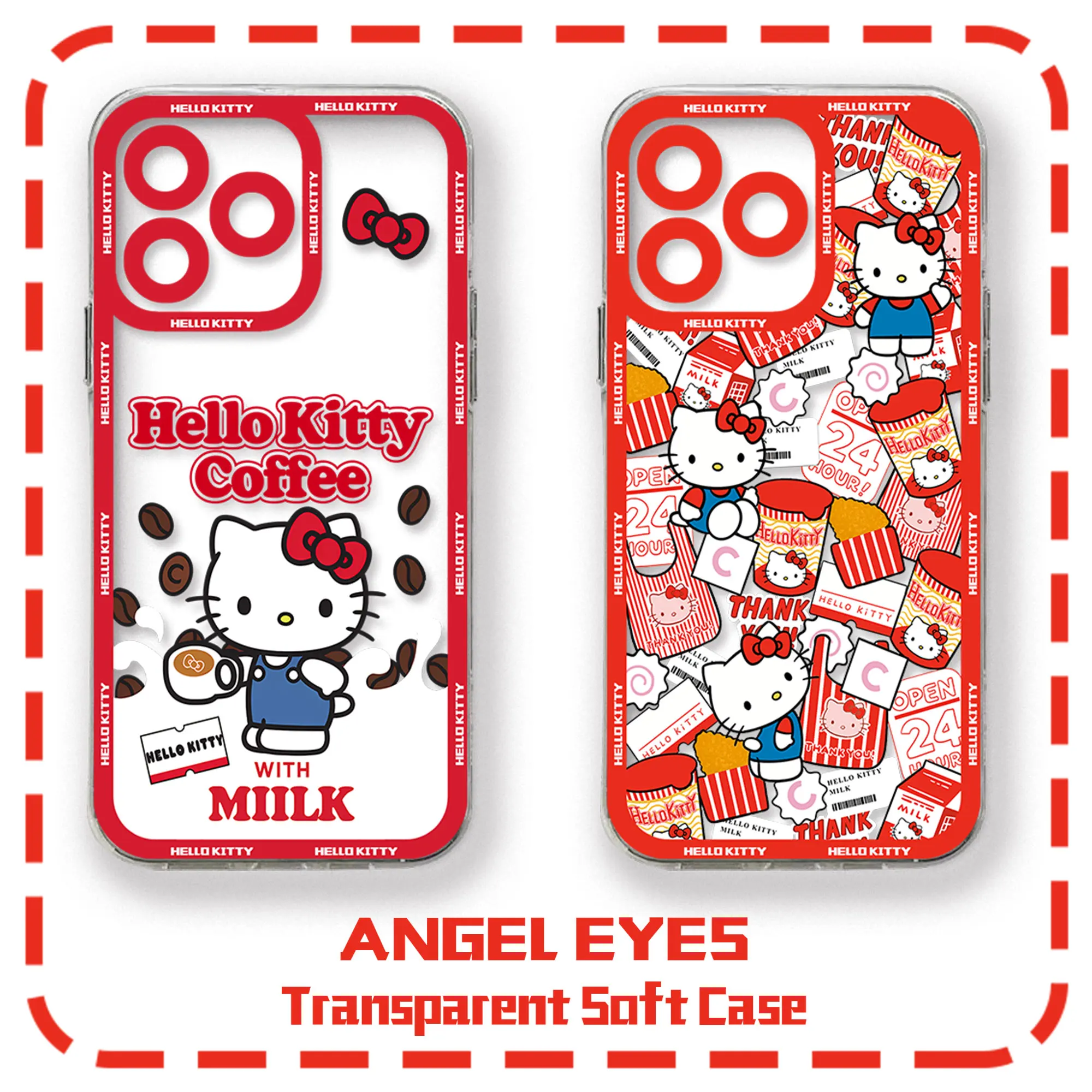 Hello Kitty Red 50th Anniversary Clear Case for Samsung A73 A72 A71 A55 A52 A51 A50 A42 A35 A33 A32 A31 A30 A24 A23 A22 A13 5G