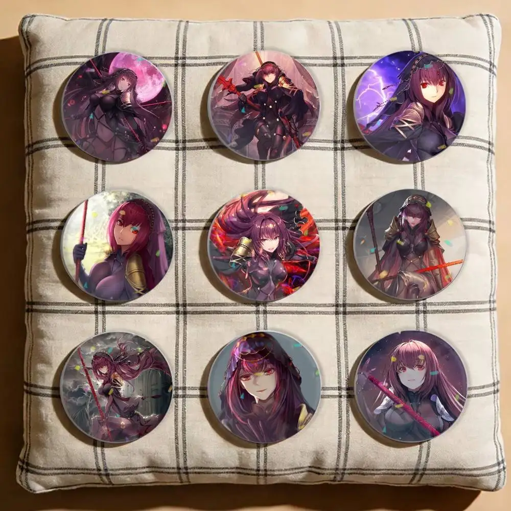 

FGO S-Scathach Laser Badge Creative Pins Brooch for Bag Clothes Hat Decor Gifts Fans Collect