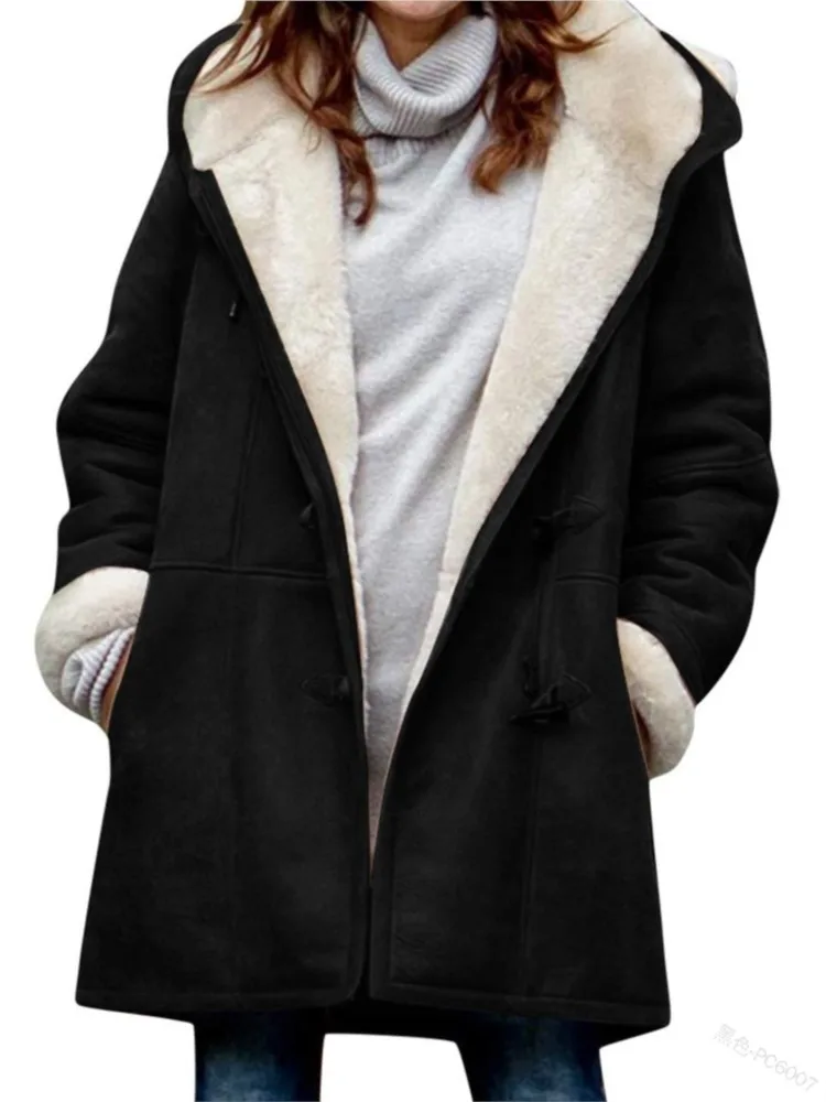 Women Casual Coat Fashion Hooded Long Sleeve Button Coats Tops For Female Solid Holiday Streetwear Women's Clothing Winter New