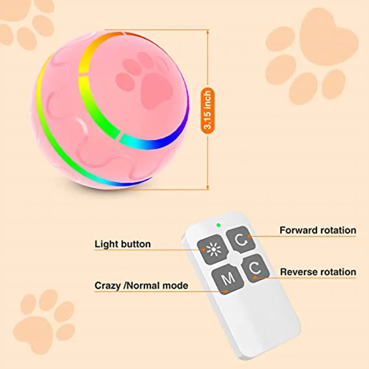 Bolas interactivas inteligentes para perro, juguete para masticar con Control remoto para masticar, 4 horas de tiempo de funcionamiento, bolas rodantes para perro