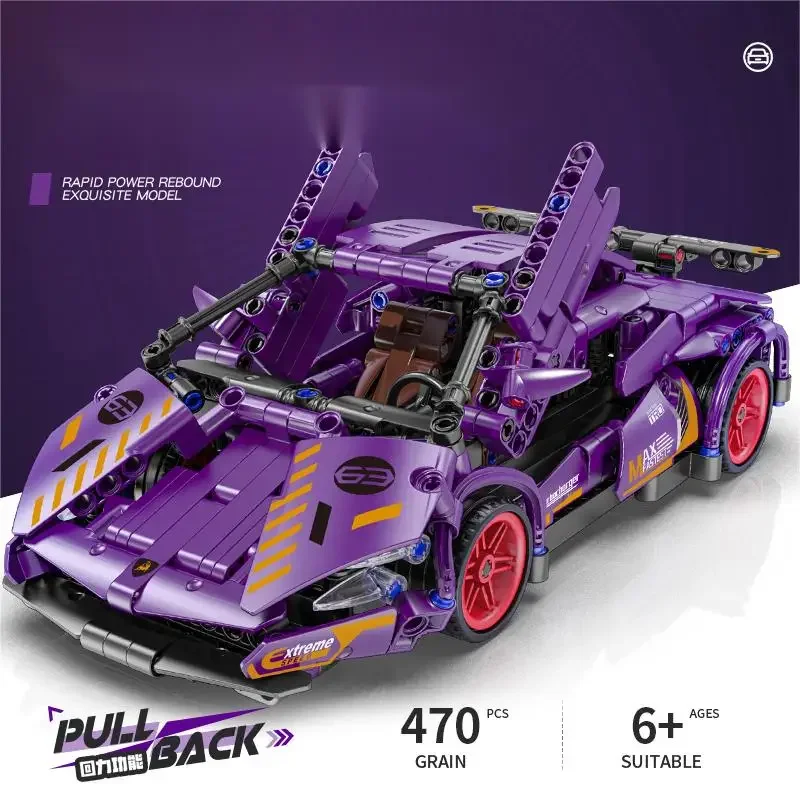 Technical Super Racing Car Model Building Blocks, Car Pull Back, DIY MOC Vehicle Bricks, juguetes de regalo para niños