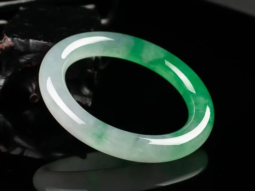 Myanmar Natural Jadeite Round Bracelet A Goods Old Pit Floating Flower Jade Transparent Ice Waxy Bangle Jewelry Accessories