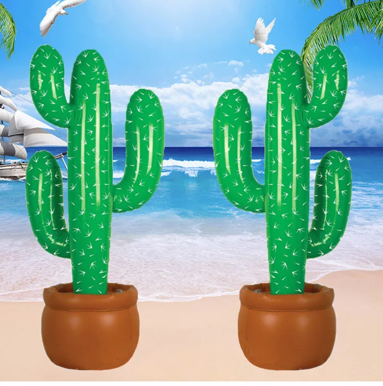 90cm PVC Inflatable Cactus Potted Plants Balloon Hawaiian Beach Party Ballon Tropical Aloha Baloon Happy Birthday Party Decor