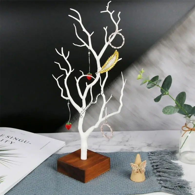 

Q6RB Necklace Holder Rack Tower Tree Jewelry Stand Display Earring Tree Tower Rack Hanging for Ring