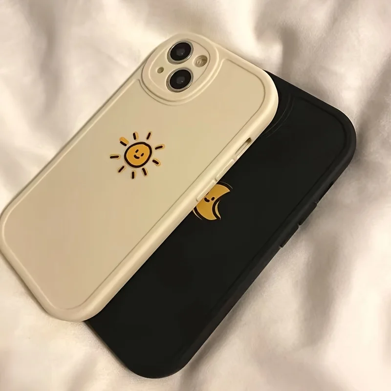 Simple Sun Moon Phone Case For iPhone 14 Plus 7 8 X XS XR 11 12 13 Pro Max Silicone Cases Cover