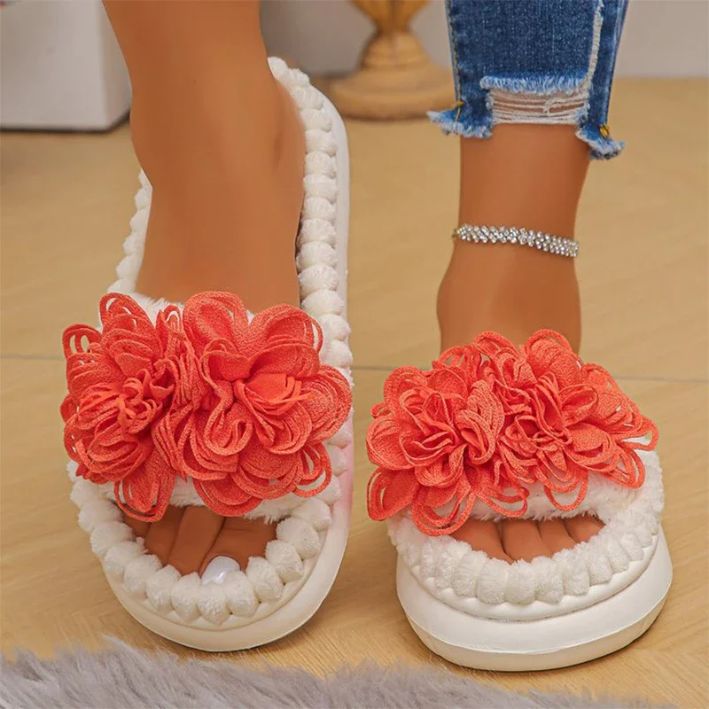 2025 شتاء جديد المرأة مفتوحة الأصابع نعال قماش سميكة القاع المنزل النعال المريحة خفيفة الوزن المضادة للانزلاق القطن السحب #5