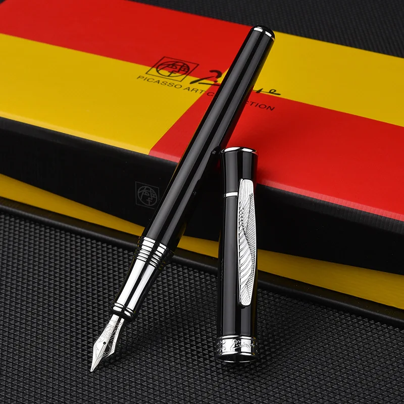 

Picasso 607 Red Fountain Pen Fine Nib Silver Trim Collection Luxury Gift Pen Unique Style Leaf Pattern Clip Gift Box for Choose