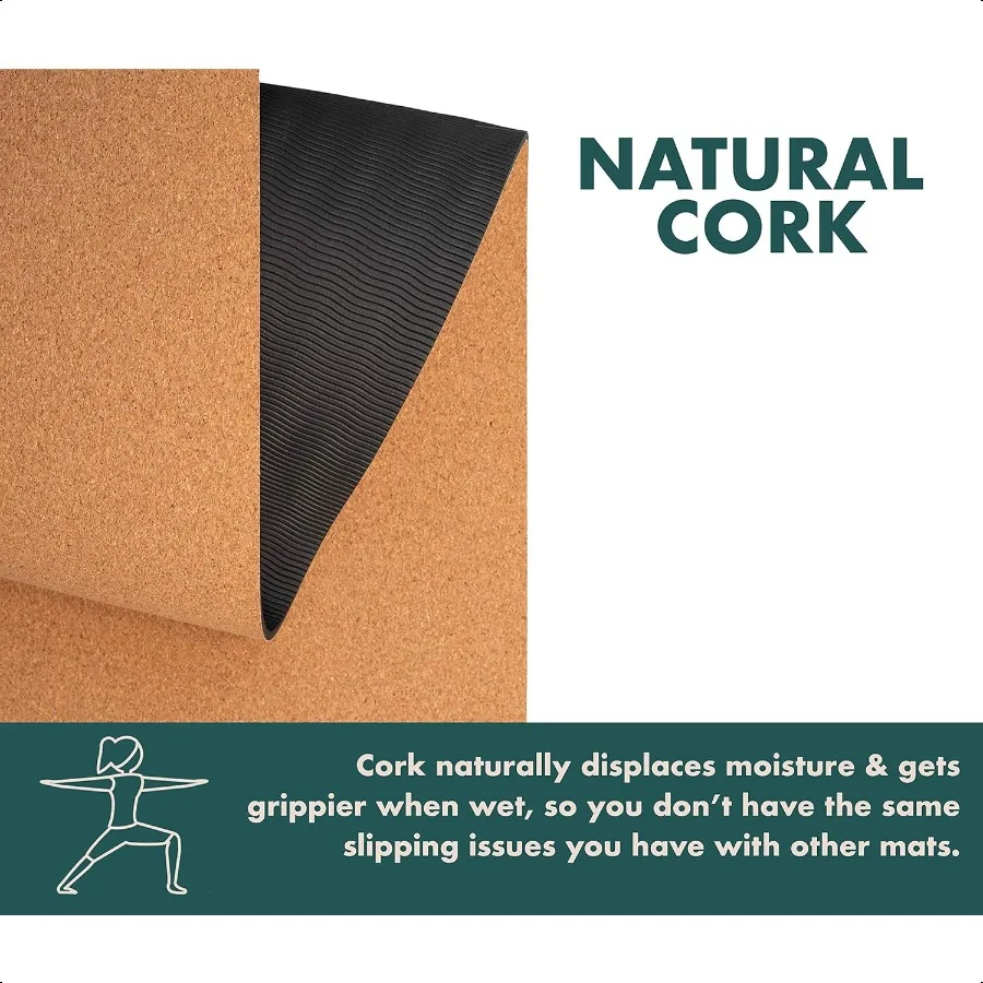 Sweat Proof Durable Cork Yoga Mat Thick Non Slip Exercise Mat for Home Workout