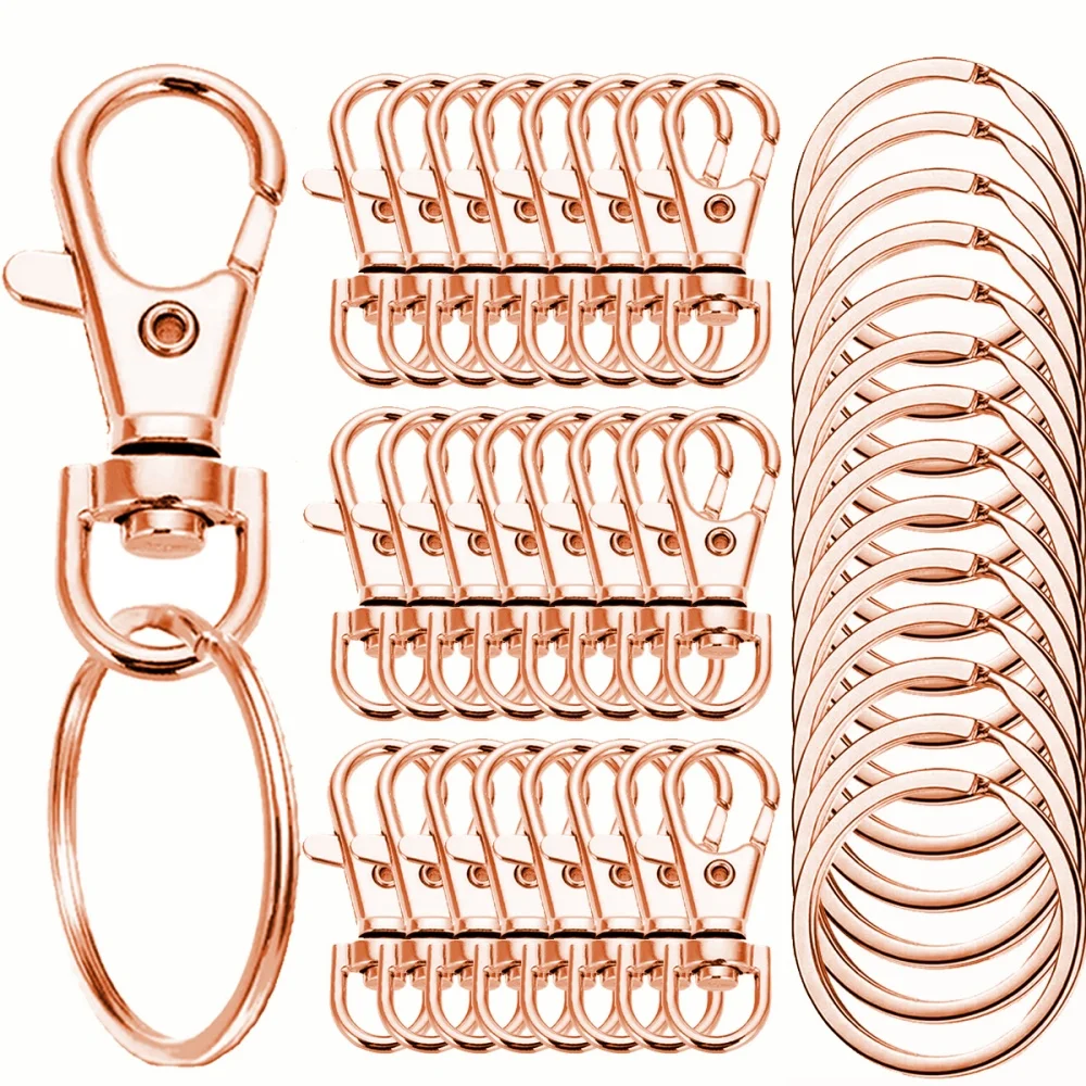 20/40/60 Stück Schlüsselanhänger-Haken mit Schlüsselring, Schlüsselanhänger-Clip-Haken mit flachem Ring für Lanyard, Schmuckherstellung, DIY-Bastelarbeiten – Detail 7