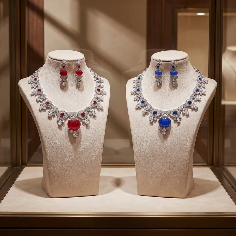 

Дизайнерские серьги и ожерелье для женщин, инкрустированные кубическим цирконием, с овальным изумрудным кулоном, комплект украшений для вечеринок.