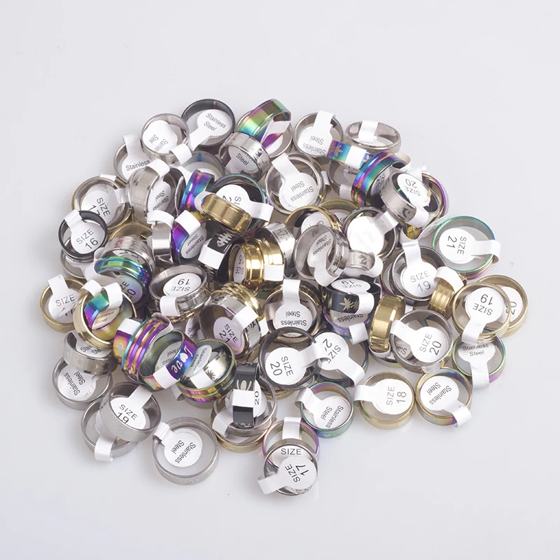 Wholesale Bulk 50pcs/Lot Mens Stainless Steel Rings Mix Different Style For Women Jewelry Party Gift