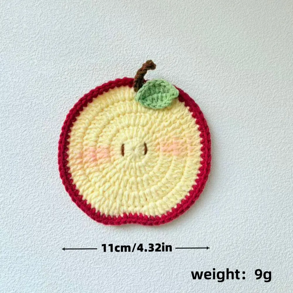 Yarn Crochet Fruit Coasters Fruit Shaped Handmade Crochet Fruit Cup Coasters Heat Insulating Soft Lightweight