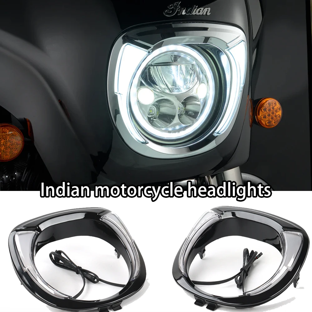 

Headlight Bezel ABS Black For Indian Chieftain Dark Horse Fang Style Motorcycle Accessories Chrome Delete Trim
