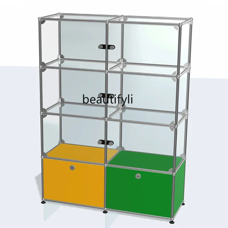 Display household wine cabinets, toys, transparent tempered glass, multi-layer storage showcases