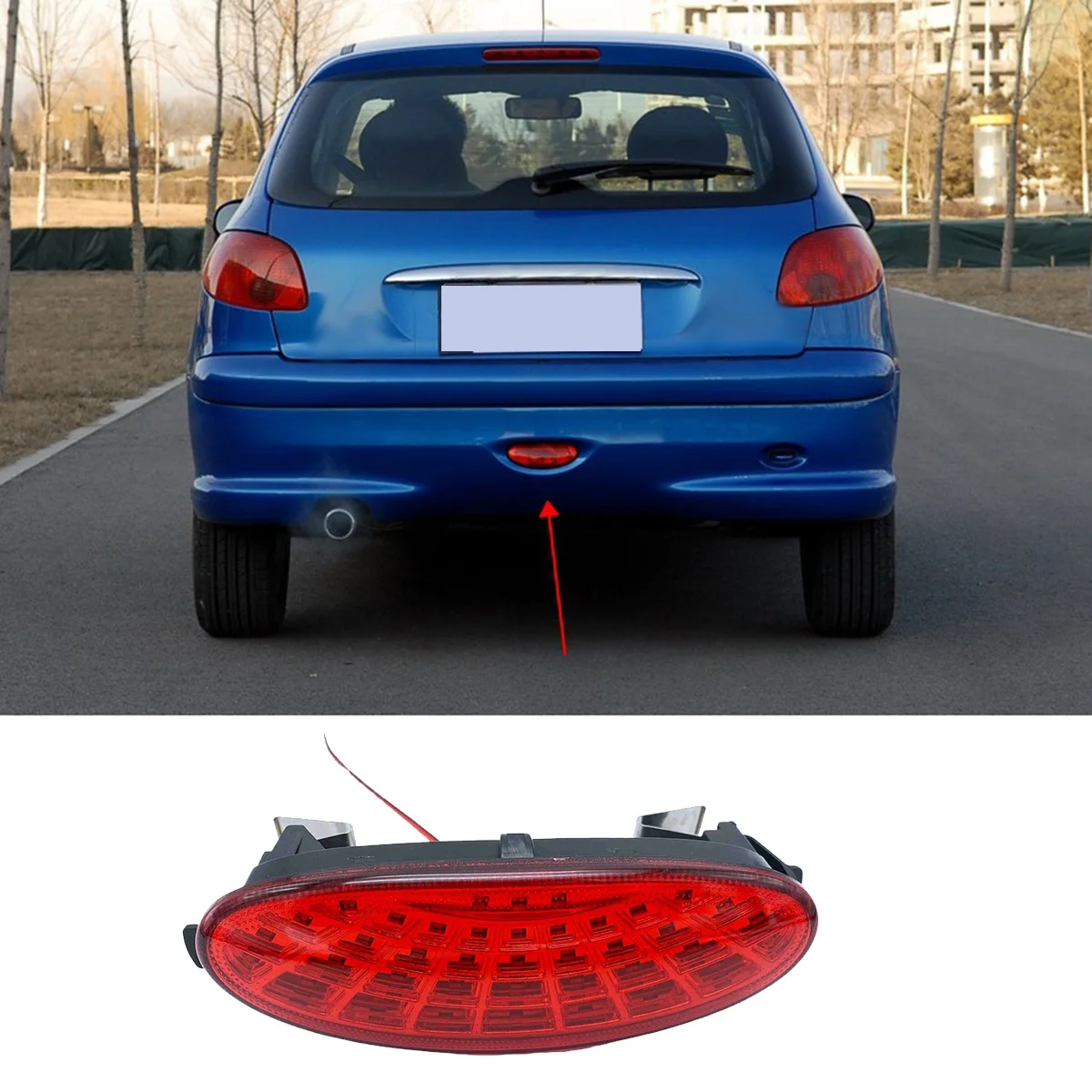 For Peugeot 206 206CC Car LED Rear Bumper Light with Light Bulb Parking Warning Light Reflector Taillights 6351K5