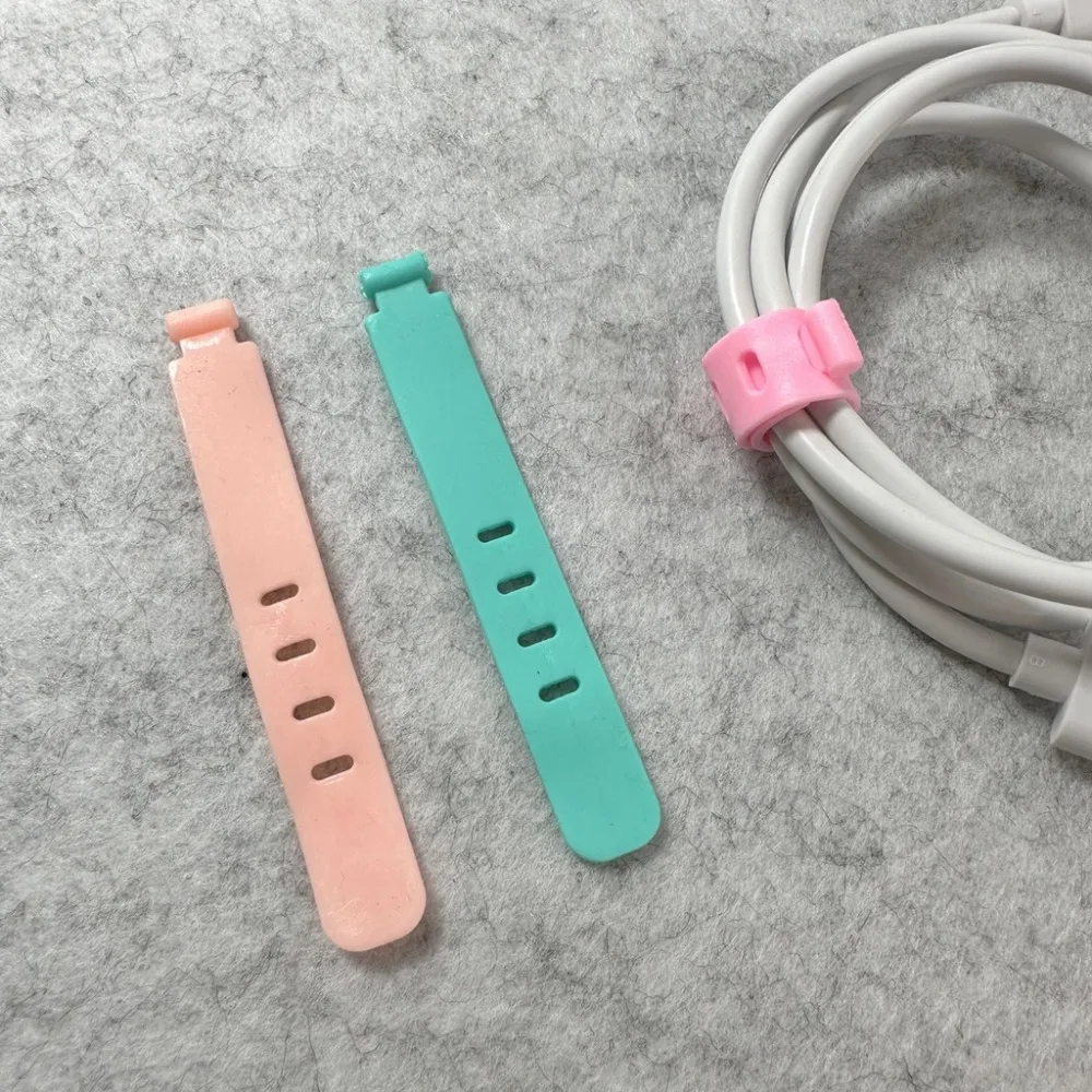 Portable TPR Data Cable Storage Device 6 Colors 4 Holes Rubber Thread Trimmer Soft Rubber Strap
