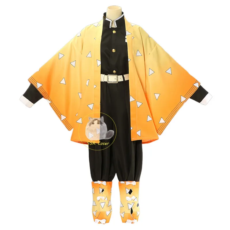 Agatsuma Zenitsu Costume Cosplay  Demon Moordenaar Cosplay Agatsuma Zenitsu Wig Uniform Anime Halloween Clothes for Comic Con - view 2