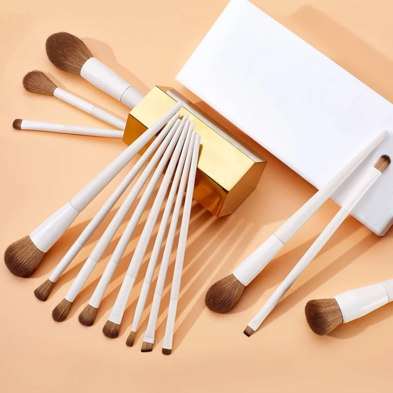 14 set di pennelli per trucco con manico in legno, morbido ombretto professionale, fard, correttore, contorno, pennello per cipria, set completo di strumenti