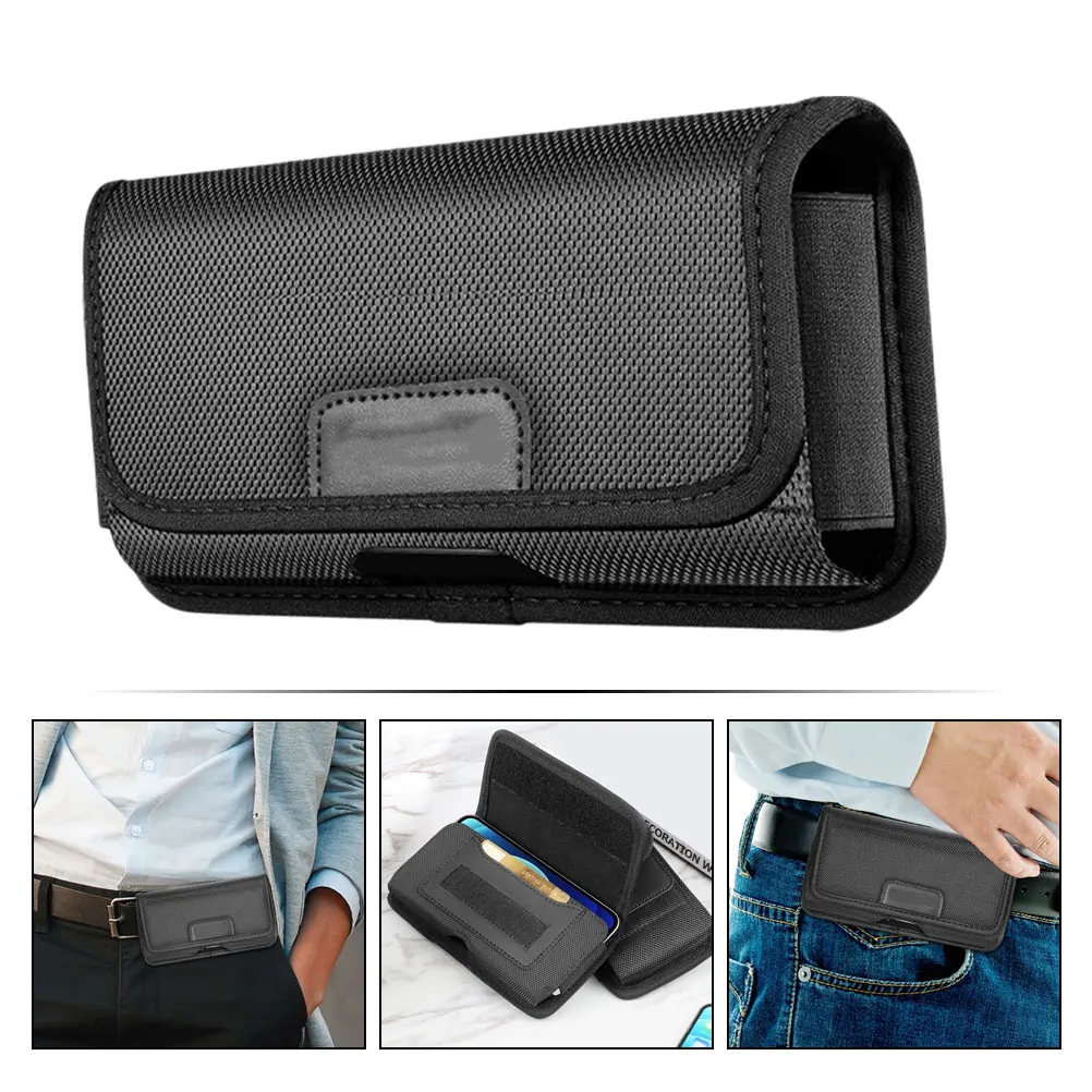 

1Pcs Universal Waist Belt Bag Black Nylon Phone Pouch 4.7-6.1 Inch Multi-Functional Travel Utility Pouch