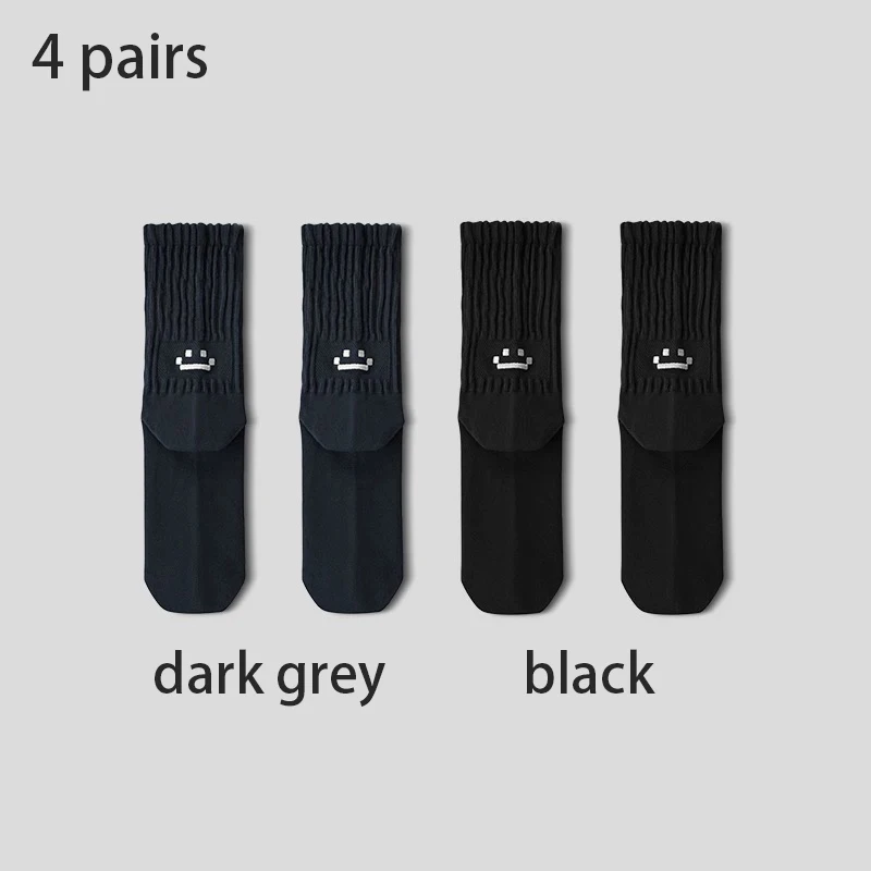 4 Paar Herren-Arbeitssocken aus Baumwolle, lange, atmungsaktive Knöchel-Crew-Socken, Freizeitsocken für Herren, Radsocken – Detail 12