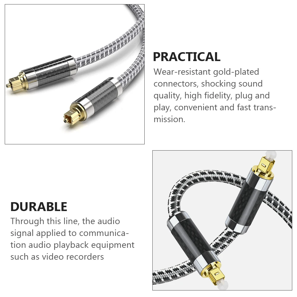 

Optical Audio Cable Digital Sound Bar Male to Audio Cord High Fidelity Gold Connectors Wear Resistant
