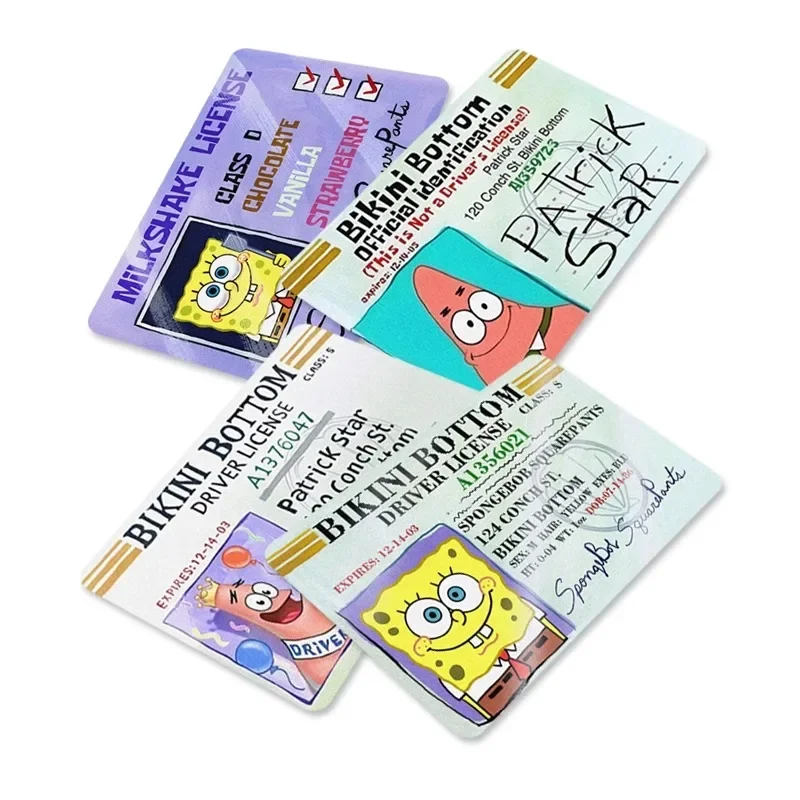 Anime 2pcs New Spongebob Cartoon PVC Star Laser No Fade Stickers Kawaii Girls Boys Film Skin Big Small No Chip Debit Credit Card