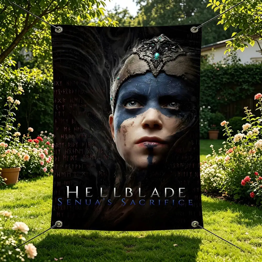 Banderas de Game S‑Senua's Saga Hellblade II, decoraciones para exteriores, bares musicales, interiores de casas, decoraciones para patios y jardines