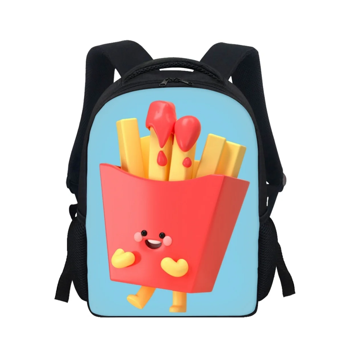 Moda criativa batatas fritas impressão saco de escola para crianças 3 a 4 anos meninos meninas bookbag crianças jardim de infância pré-escolar mochila presente