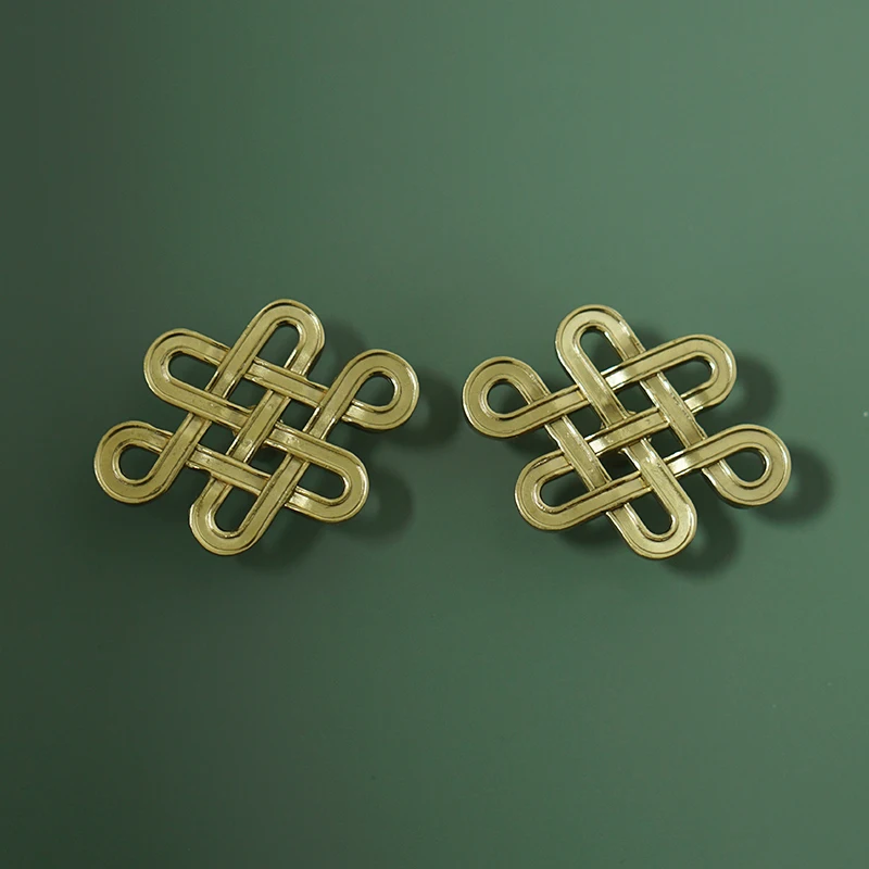 Chinese knot Shaped Handles Solid Brass Drawer Cabinet Door Knob Shoes Cabinet Furniture Handle Gold Decoration Pulls Hardware
