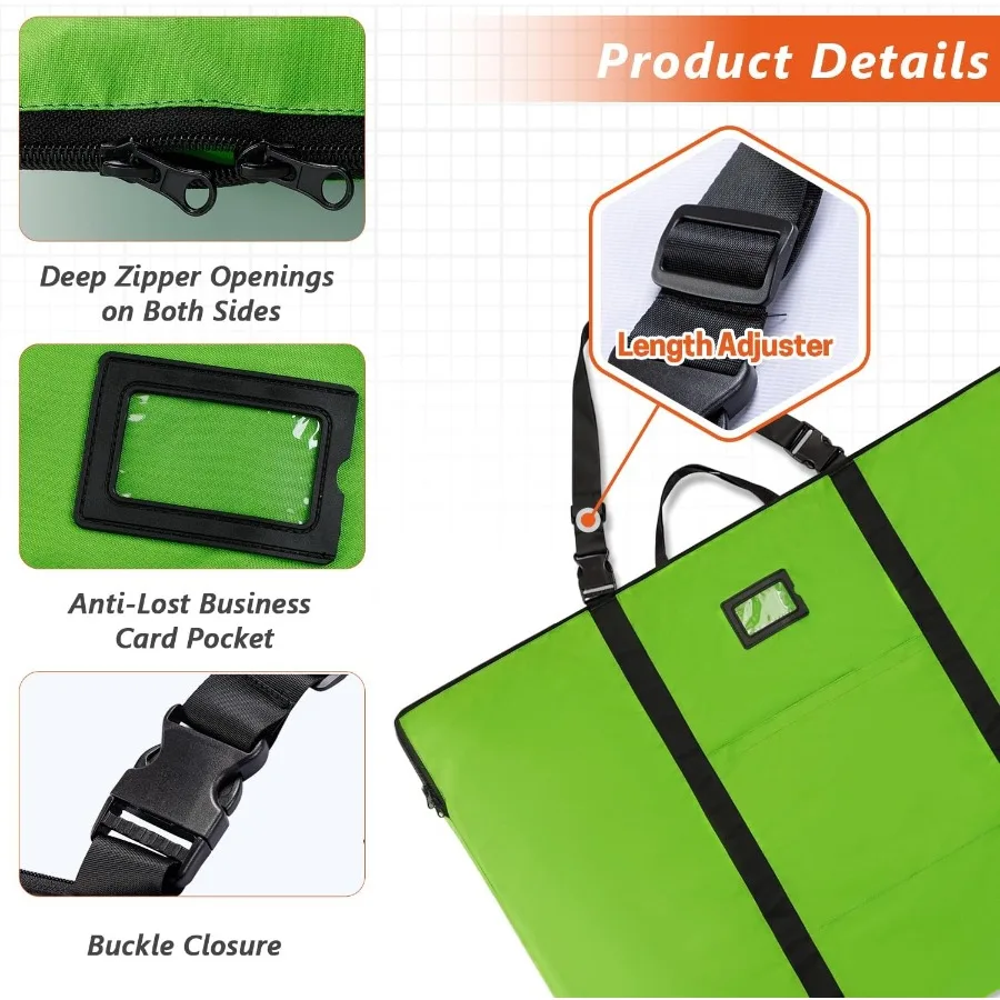Large Size Art Portfolio Bag 24 x 36 Inches Lightweight Nylon Shoulder Bag with Handle and Zipper for Efficient Poster Storage
