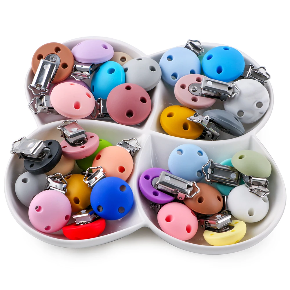 

20/40/80 шт. 35 мм детские силиконовые зажимы круглой формы зажимы для соски DIY цепочка для соски для изготовления ювелирных изделий оптом