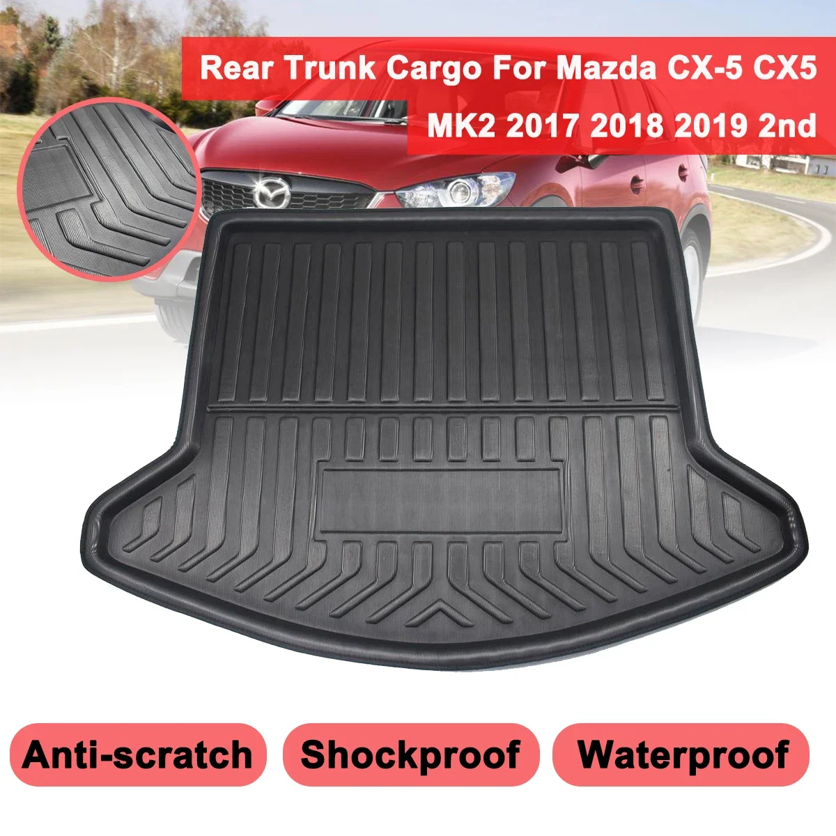 2nd Cargo Liner Boot Tray Rear Trunk Cover Matt Mat Floor Carpet Kick Pad Mud Non-slip Mat For Mazda CX-5 CX5 MK2 2017 2018 2019