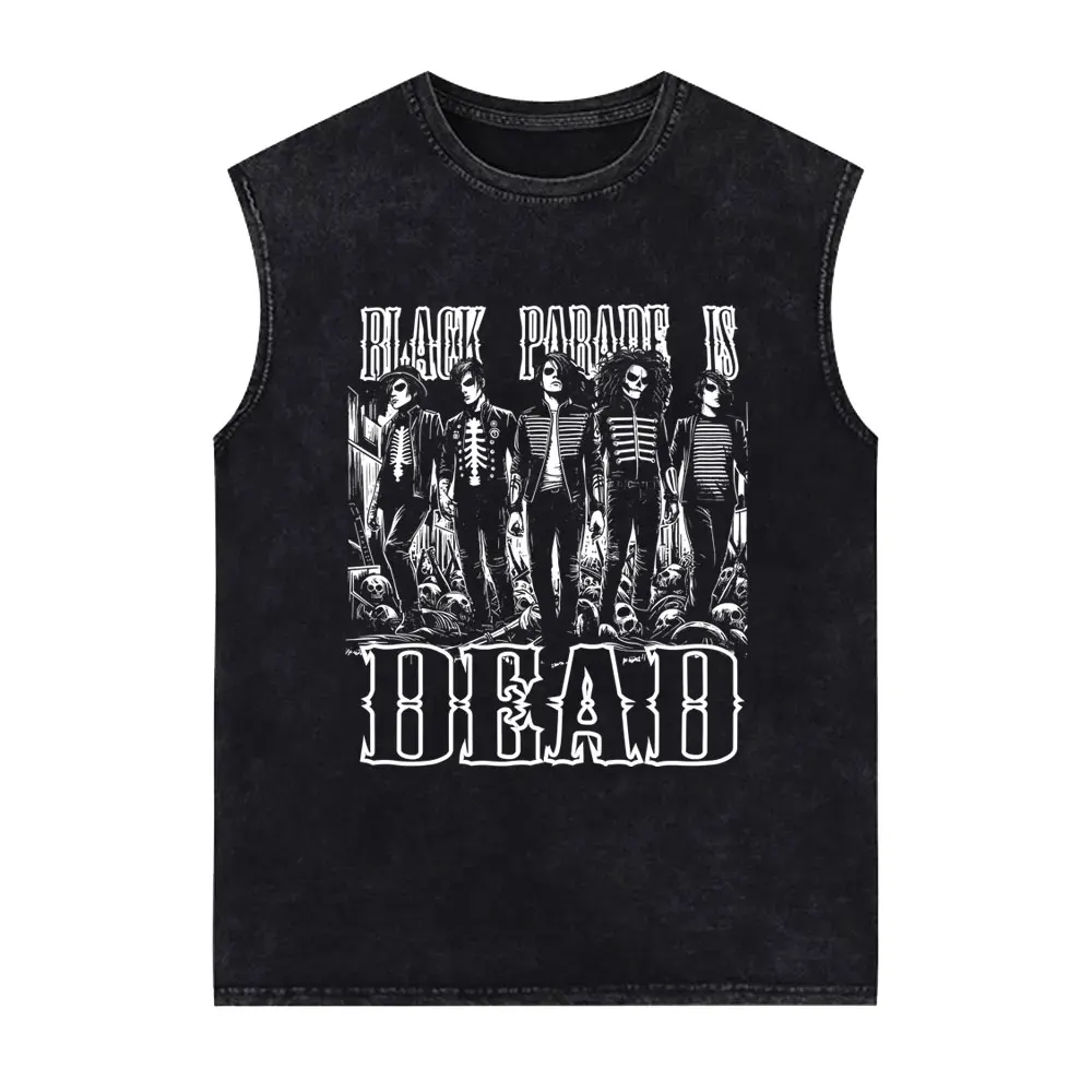 

My Chemical Romance The Black Parade Vintage Washed Tank Tops T-shirt Men Women Punk Emo Rock Oversized Sleeveless Vest T Shirts