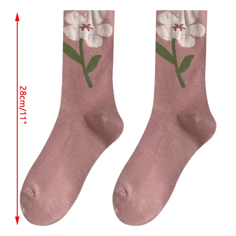 1 paare/los Frauen Socken Kawaii Cartoon Tulpe Dame Mittel rohr Blume Baumwolle atmungsaktiv lässig japanischen Stil Harajuku Herbst Socken