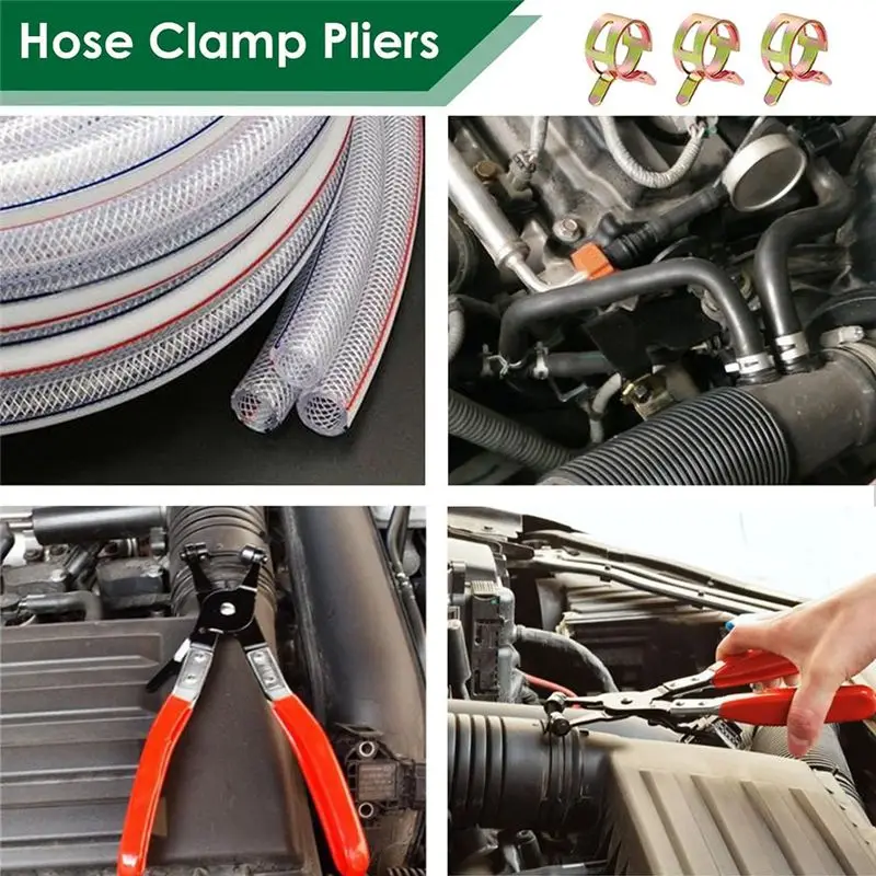[NEWA64Z!】 115PCS 6-22Mm Spring Hose Clamps + Manual Pliers Zinc Plated Gas Water Hose Clamp Metal Tools Assortment Kit