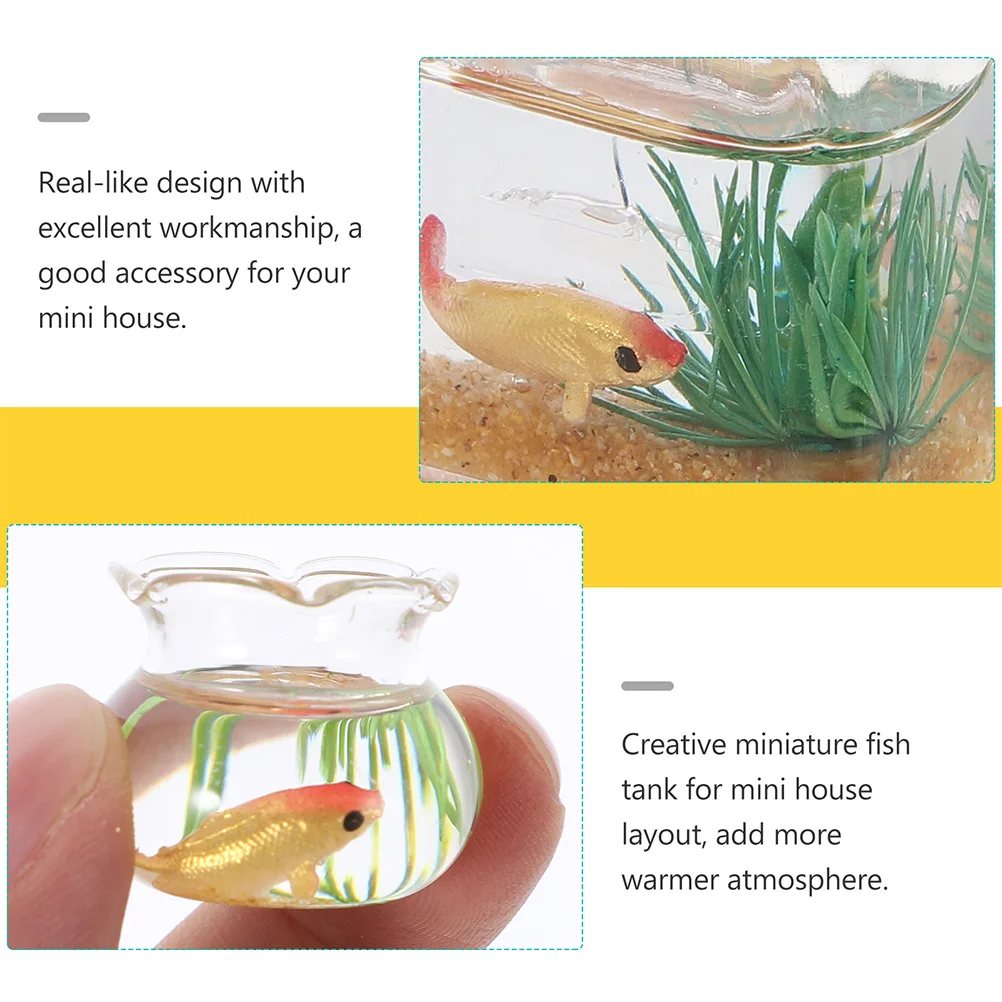 

Clear Glass Bowl Dollhouse Miniature Goldfish Bowls Tiny Tank Toy Decor Miniatures Minature