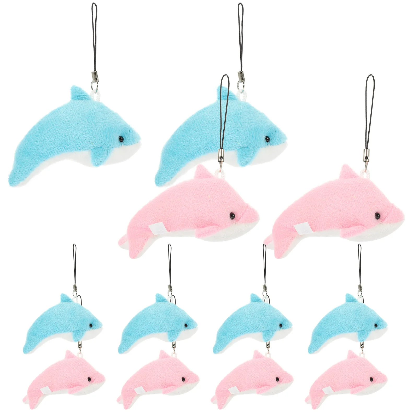 12 Pcs Key Ring Little Dolphin Bag Keychain Mobile Phone Pendant Hanging Stuffed Plush Wear-resistant Accessories