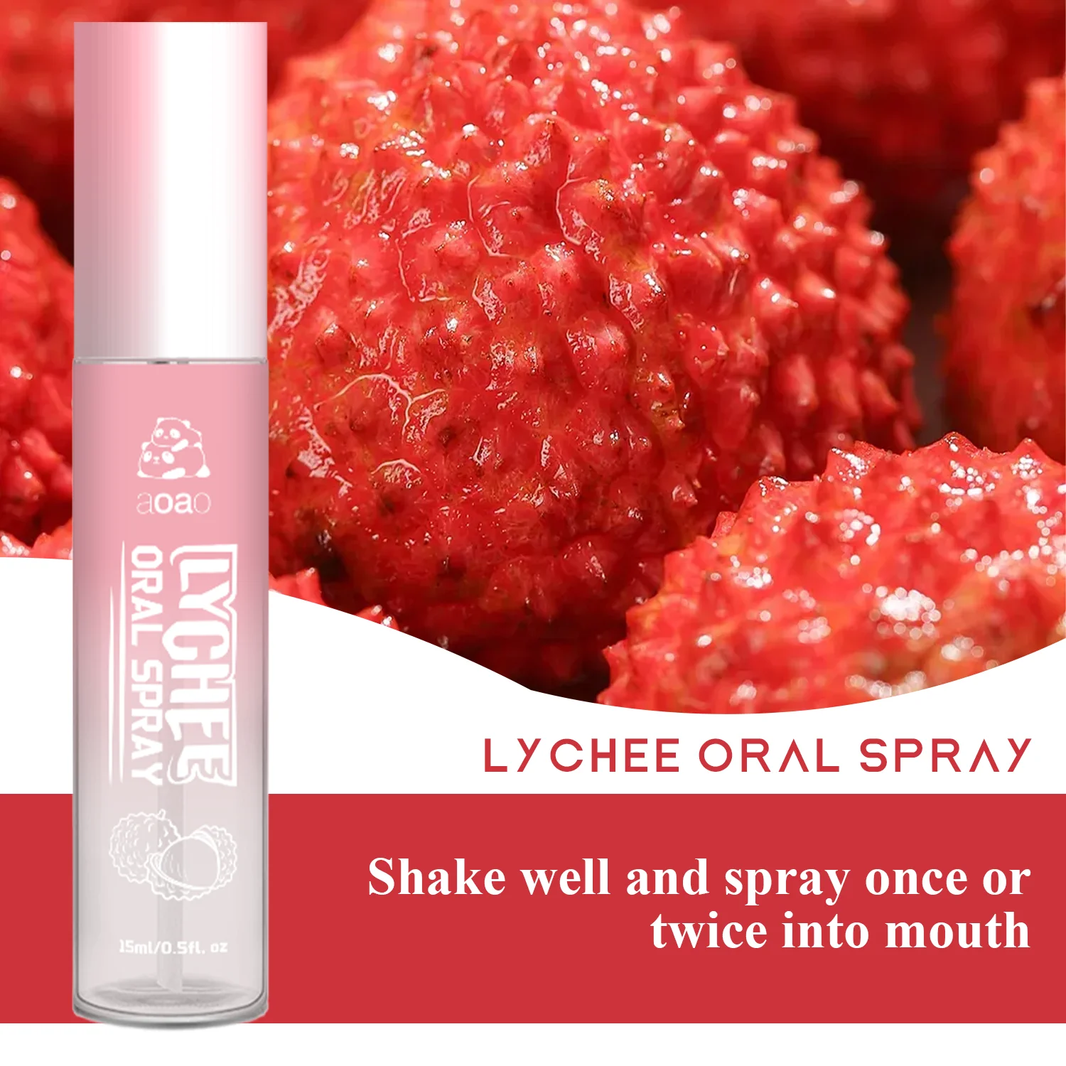 Portable lychee oral spray – alcohol-free, long-lasting fresh breath, perfect for travel and parties