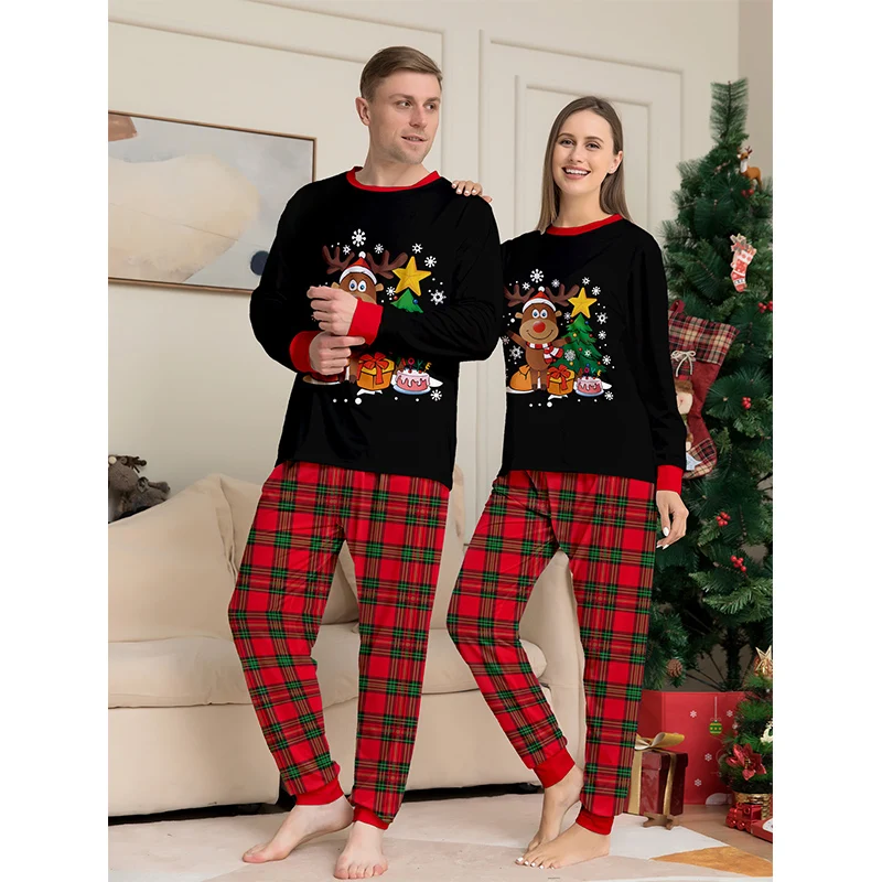 2025 Christmas Outfit Pajamas Family Matching Adult Kids News Xmas Pyjamas Clothes Set Baby Rompers Casual Sleepwear Family Look