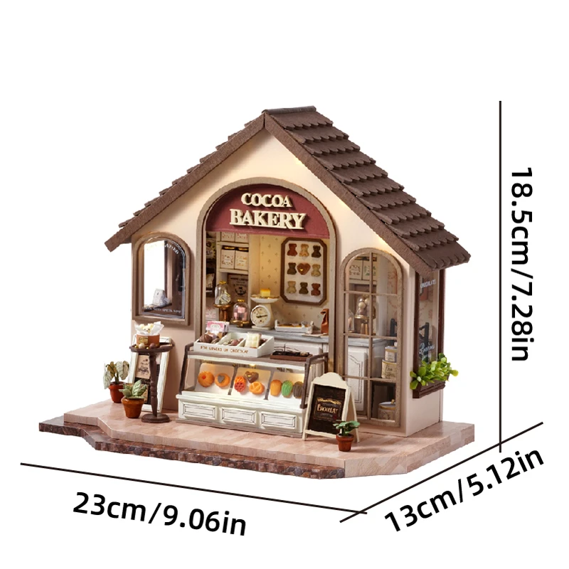 DIY ไม้ Leisurely ร้านเบเกอรี่ Miniature Building ชุดบ้านตุ๊กตาเฟอร์นิเจอร์ Casa ตุ๊กตาสําหรับของขวัญวันเกิดเพื่อน