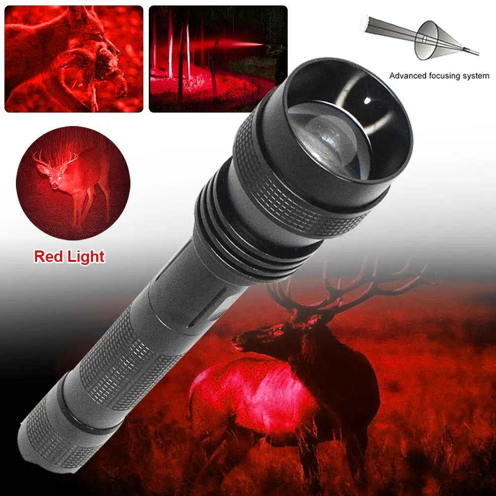 High Power LED Tactical Flashlight Red/Green/White Light Aluminum Alloy Hunting Torch Lamp for Outdoor Camping Fishing 3 Modes