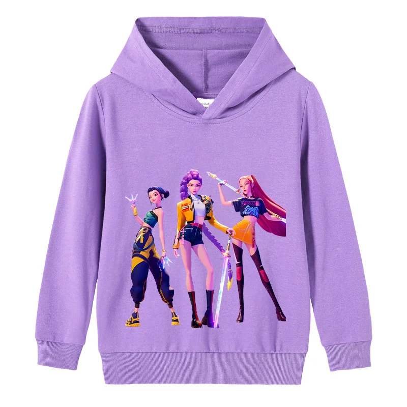 Demons Hunter Hoodies Kids Clothing Autumn Tracksuit Hood Sportswear Long Sleeve Kpop Pullover Girls Thin Hooded Sweatshirt Gift